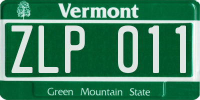 VT license plate ZLP011