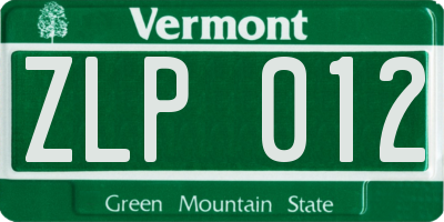 VT license plate ZLP012