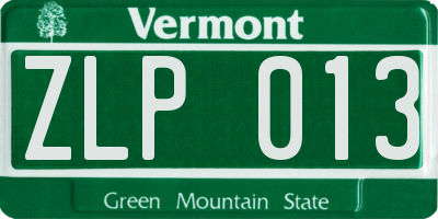 VT license plate ZLP013