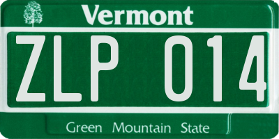 VT license plate ZLP014