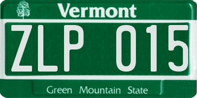 VT license plate ZLP015