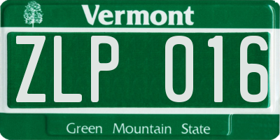 VT license plate ZLP016