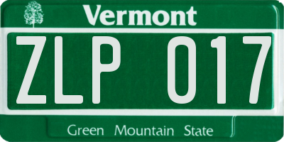 VT license plate ZLP017