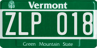 VT license plate ZLP018