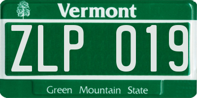 VT license plate ZLP019