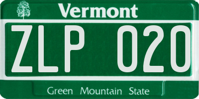 VT license plate ZLP020