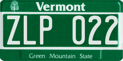 VT license plate ZLP022