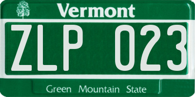 VT license plate ZLP023