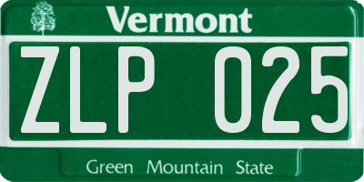 VT license plate ZLP025