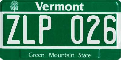 VT license plate ZLP026