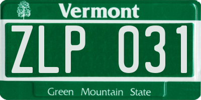 VT license plate ZLP031