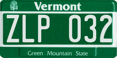 VT license plate ZLP032