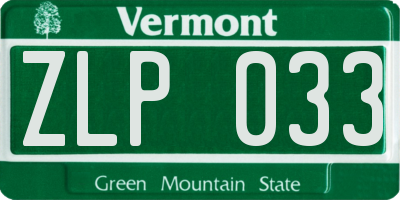 VT license plate ZLP033