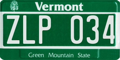 VT license plate ZLP034