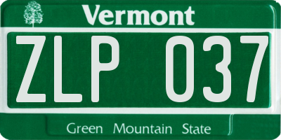 VT license plate ZLP037