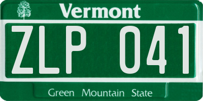 VT license plate ZLP041