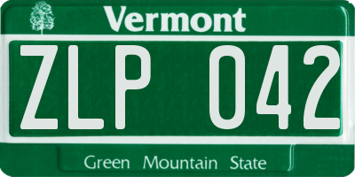VT license plate ZLP042