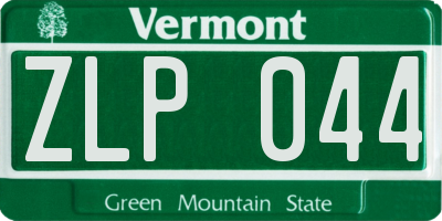 VT license plate ZLP044