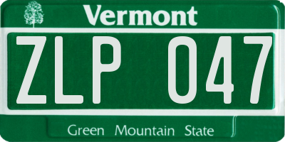 VT license plate ZLP047