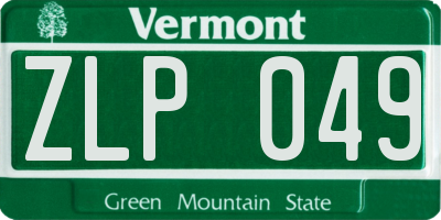 VT license plate ZLP049