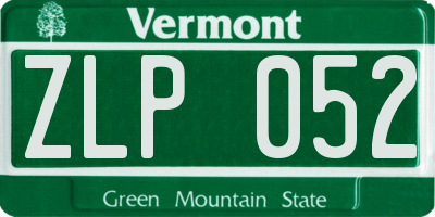 VT license plate ZLP052