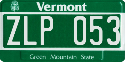 VT license plate ZLP053