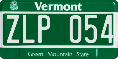 VT license plate ZLP054