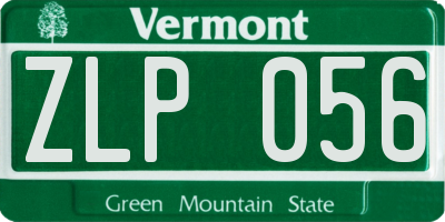 VT license plate ZLP056