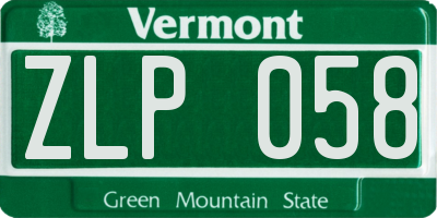 VT license plate ZLP058