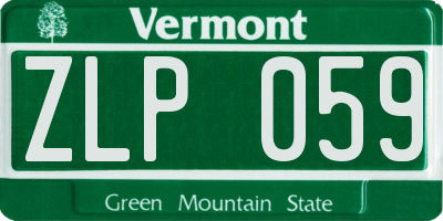VT license plate ZLP059