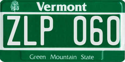 VT license plate ZLP060