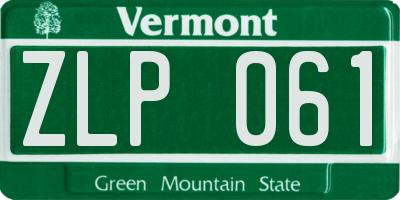 VT license plate ZLP061