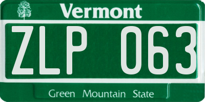 VT license plate ZLP063