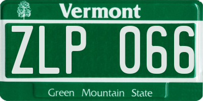 VT license plate ZLP066