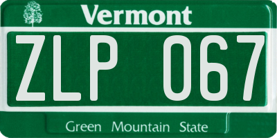 VT license plate ZLP067