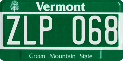 VT license plate ZLP068