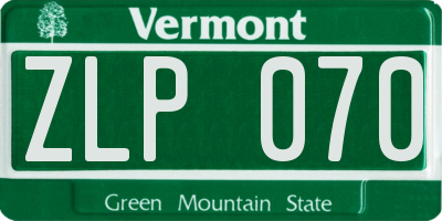 VT license plate ZLP070