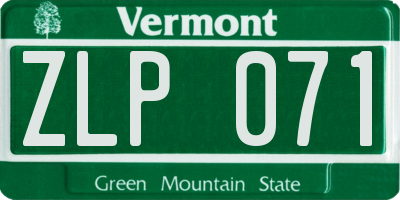 VT license plate ZLP071