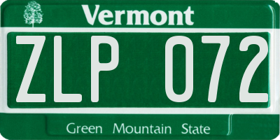 VT license plate ZLP072