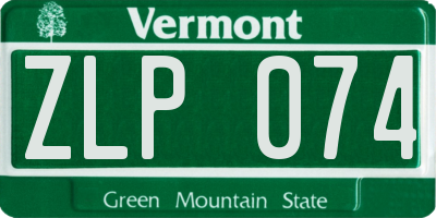 VT license plate ZLP074