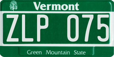 VT license plate ZLP075
