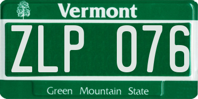 VT license plate ZLP076