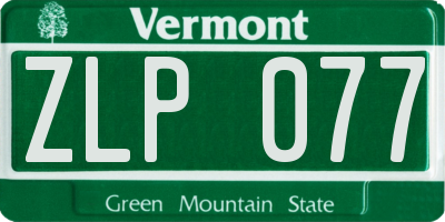 VT license plate ZLP077