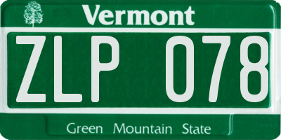 VT license plate ZLP078