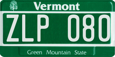 VT license plate ZLP080