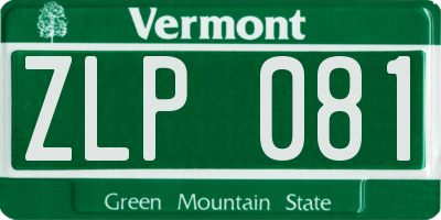 VT license plate ZLP081