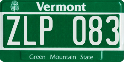 VT license plate ZLP083