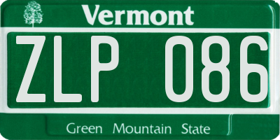 VT license plate ZLP086