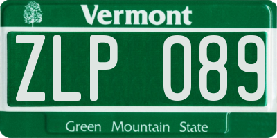 VT license plate ZLP089