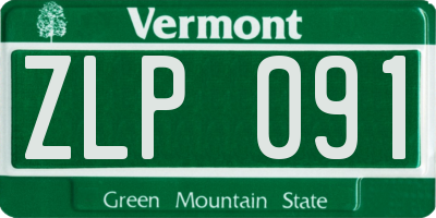 VT license plate ZLP091